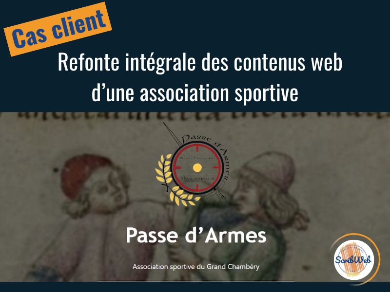 Image de couverture avec le titre du cas client pour la refonte intégrale du contenu web d'une association sportive. 
